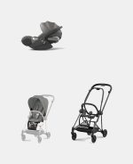 Carucior 2 in 1 : Cadru Carucior pentru Copii Mios Matt Black + Parte Sport Carucior MIOS Mirage Grey + Scoică Auto pentru Copii Cloud T i-Size Comfort Mirage Grey Cybex Platinum - imagine 2