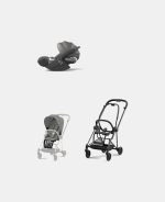 Carucior 2 in 1 : Cadru Carucior pentru Copii Mios Matt Black + Parte Sport Carucior MIOS Mirage Grey + Scoică Auto pentru Copii Cloud T i-Size Comfort Mirage Grey Cybex Platinum