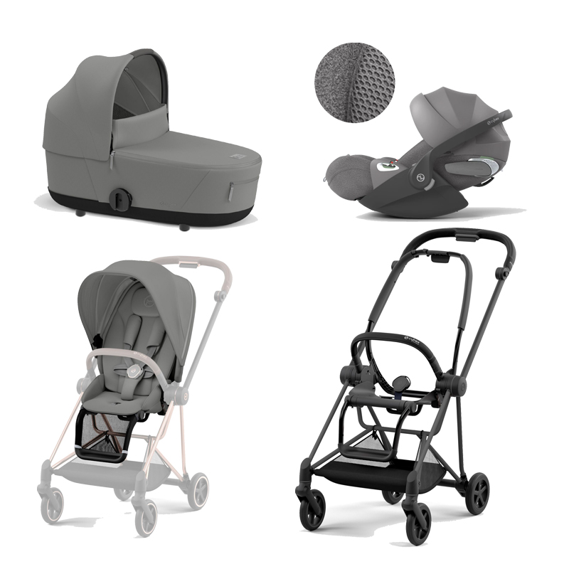 521002519-523000873-523000929-523000238.jpg Carucior 3 in 1 Cadru Carucior pentru Copii Mios Matt Black + Parte Sport Carucior MIOS Mirage Grey + Landou Mios Lux Mirage Grey + Scoică Auto pentru Copii Cloud T i-Size Plus Mirage Grey Cybex Platinum - imagine 1