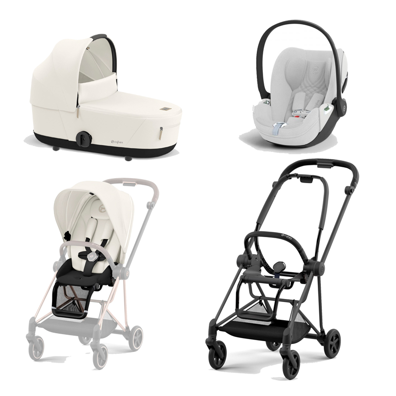 521002519-523000881-523000937-523000244.jpg Carucior 3 in 1 Cadru Carucior pentru Copii Mios Matt Black + Parte Sport Carucior MIOS Off White + Landou Mios Lux Off White + Scoică Auto pentru Copii Cloud T i-Size Plus Platinum White Cybex Platinum - imagine 1