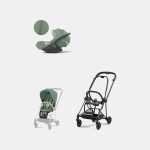 Carucior 2 in 1 Cadru Carucior pentru Copii Mios Matt Black + Parte Sport Carucior MIOS Leaf Green + Scoică Auto pentru Copii Cloud T i-Size Plus Leaf Green Cybex Platinum