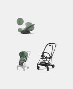 Carucior 2 in 1 Cadru Carucior pentru Copii Mios Matt Black + Parte Sport Carucior MIOS Leaf Green + Scoică Auto pentru Copii Cloud T i-Size Plus Leaf Green Cybex Platinum
