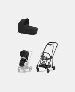 Carucior 2 in 1 Carucior Nou Nascut Mios: Cadru Carucior pentru Copii Mios Matt Black + Landou Mios Lux Sepia Black+ Parte Sport Carucior MIOS Sepia Black Cybex Platinum