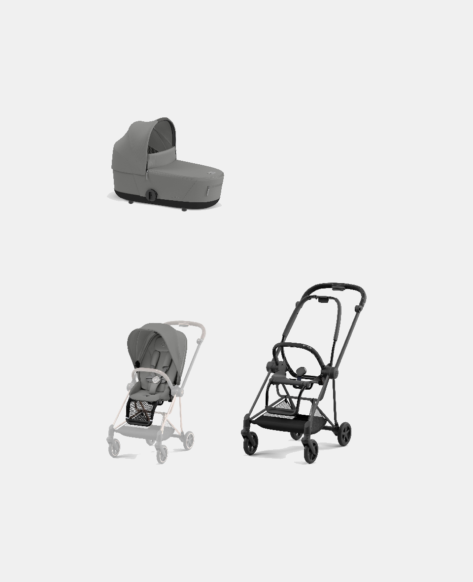 521002519-523000929-523000873.jpg Carucior 2 in 1 : Cadru Carucior pentru Copii Mios Matt Black + Landou Mios Lux Mirage Grey+ Parte Sport Carucior MIOS Mirage Grey Cybex Platinum - imagine 1
