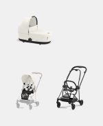 Carucior 2 in 1 : Cadru Carucior pentru Copii Mios Matt Black + Landou Mios Lux Off White + Parte Sport Carucior MIOS Off White Cybex Platinum - imagine 2
