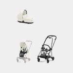 Carucior 2 in 1 : Cadru Carucior pentru Copii Mios Matt Black + Landou Mios Lux Off White + Parte Sport Carucior MIOS Off White Cybex Platinum