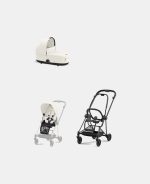 Carucior 2 in 1 : Cadru Carucior pentru Copii Mios Matt Black + Landou Mios Lux Off White + Parte Sport Carucior MIOS Off White Cybex Platinum