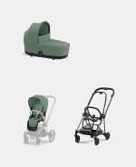 Carucior 2 in 1 : Cadru Carucior pentru Copii Mios Matt Black + Landou Mios Lux Leaf Green + Parte Sport Carucior MIOS Leaf Green Cybex Platinum - imagine 2