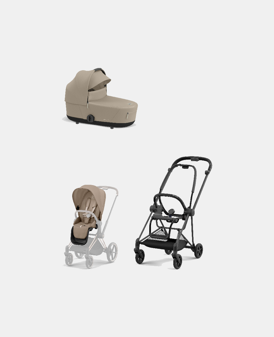 521002519-523001289-523001261.jpg Carucior 2 in 1 : Cadru Carucior pentru Copii Mios Matt Black + Landou Mios Lux Cozy Beige + Parte Sport Carucior MIOS Cozy Beige Cybex Platinum - imagine 1