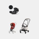 Carucior 2 in 1 Cadru Carucior pentru Copii Mios Rosegold + Parte Sport Carucior MIOS Autumn Gold + Scoică Auto pentru Copii Cloud T i-Size Plus Sephia Black Cybex Platinum