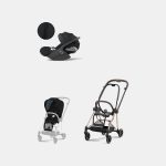 Carucior 2 in 1 : Cadru Carucior pentru Copii Mios Rosegold + Parte Sport Carucior MIOS Stardust Black Plus + Scoică Auto pentru Copii Cloud T i-Size Plus Sephia Black Cybex Platinum