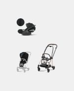 Carucior 2 in 1 : Cadru Carucior pentru Copii Mios Rosegold + Parte Sport Carucior MIOS Stardust Black Plus + Scoică Auto pentru Copii Cloud T i-Size Plus Sephia Black Cybex Platinum