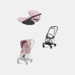 Carucior 2 in 1 Parte Sport Carucior MIOS SIMPLY FLOWERS PINK | light pink + Cadru Carucior pentru Copii Mios Rosegold + Scoica Auto CLOUD T I-SIZE SIMPLY FLOWERS PINK | light pink Cybex Platinum