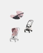 Carucior 2 in 1 Parte Sport Carucior MIOS SIMPLY FLOWERS PINK | light pink + Cadru Carucior pentru Copii Mios Rosegold + Scoica Auto CLOUD T I-SIZE SIMPLY FLOWERS PINK | light pink Cybex Platinum