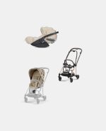 Carucior 2 in 1 Parte Sport Carucior MIOS SIMPLY FLOWERS BEIGE | mid beige + Cadru Carucior pentru Copii Mios Rosegold + Scoica Auto CLOUD T I-SIZE SIMPLY FLOWERS BEIGE | mid beige Cybex Platinum