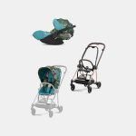 Carucior 2 in 1 Parte Sport Carucior MIOS WE THE BEST BLUE | mid turquoise + Cadru Carucior pentru Copii Mios Rosegold + Scoica Auto CLOUD T I-SIZE WE THE BEST BLUE | mid turquoise Cybex Platinum