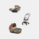 Carucior 2 in 1 Landou MIOS Lux One Love | multicolor + Cadru Carucior pentru Copii Mios Rosegold + Scoica Auto CLOUD T I-SIZE One Love | multicolor Cybex Platinum