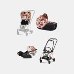 Carucior 3 in 1 Landou MIOS Lux Spring Blossom Light | light beige + Cadru Carucior pentru Copii Mios Rosegold + Scoica Auto CLOUD T I-SIZE Spring Blossom Light | light beige + Parte Sport Carucior MIOS Spring Blossom Light | light beige Cybex Fashion