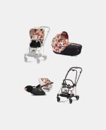 Carucior 3 in 1 Landou MIOS Lux Spring Blossom Light | light beige + Cadru Carucior pentru Copii Mios Rosegold + Scoica Auto CLOUD T I-SIZE Spring Blossom Light | light beige + Parte Sport Carucior MIOS Spring Blossom Light | light beige Cybex Fashion