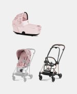 Carucior 2 in 1 Landou MIOS Lux SIMPLY FLOWERS PINK | light pink + Cadru Carucior pentru Copii Mios Rosegold + Parte Sport Carucior MIOS SIMPLY FLOWERS PINK | light pink Cybex Fashion - imagine 2