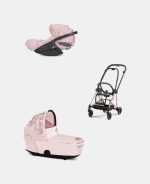 Carucior 2 in 1 Landou MIOS Lux SIMPLY FLOWERS PINK | light pink + Cadru Carucior pentru Copii Mios Rosegold + Scoica Auto CLOUD T I-SIZE SIMPLY FLOWERS PINK | light pink Cybex Platinum - imagine 2