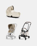Carucior 2 in 1 Landou MIOS Lux SIMPLY FLOWERS BEIGE | mid beige + Cadru Carucior pentru Copii Mios Rosegold + Parte Sport Carucior MIOS SIMPLY FLOWERS BEIGE | mid beige Cybex Fashion - imagine 2