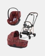 Carucior 2 in 1 Landou MIOS Lux Rosenrot Red | dark red + Cadru Carucior pentru Copii Mios Rosegold + Scoica Auto CLOUD T I-SIZE Rosenrot Red | dark red Cybex Platinum - imagine 2