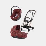 Carucior 2 in 1 Landou MIOS Lux Rosenrot Red | dark red + Cadru Carucior pentru Copii Mios Rosegold + Scoica Auto CLOUD T I-SIZE Rosenrot Red | dark red Cybex Platinum