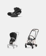 Carucior 2 in 1 : Cadru Carucior pentru Copii Mios Rosegold + Parte Sport Carucior MIOS Sepia Black + Scoică Auto pentru Copii Cloud T i-Size Comfort Sephia Black Cybex Platinum - imagine 2