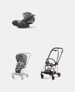 Carucior 2 in 1 : Cadru Carucior pentru Copii Mios Rosegold + Parte Sport Carucior MIOS Mirage Grey + Scoică Auto pentru Copii Cloud T i-Size Comfort Mirage Grey Cybex Platinum - imagine 2