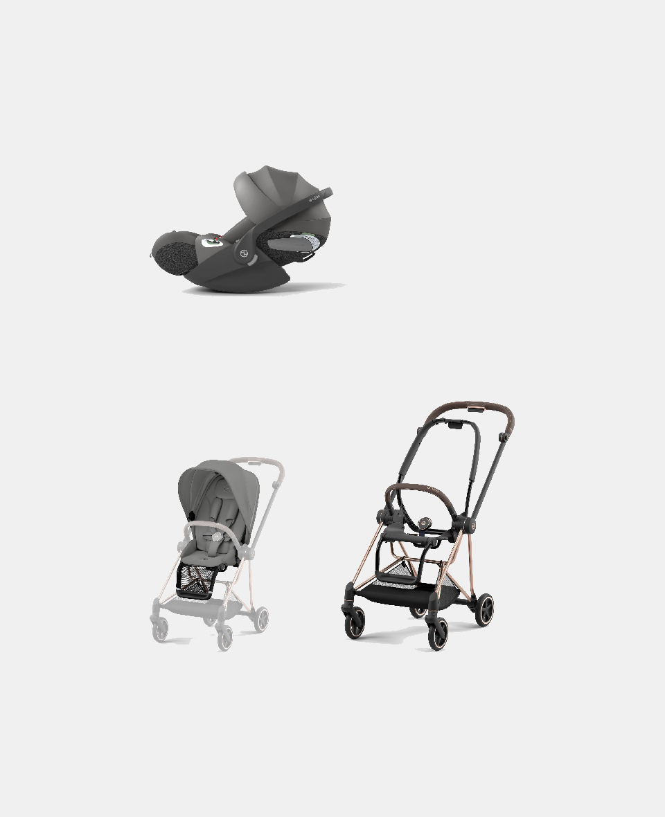 521002525-523000873-523000226.jpg Carucior 2 in 1 : Cadru Carucior pentru Copii Mios Rosegold + Parte Sport Carucior MIOS Mirage Grey + Scoică Auto pentru Copii Cloud T i-Size Comfort Mirage Grey Cybex Platinum - imagine 1
