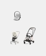 Carucior 2 in 1 : Cadru Carucior pentru Copii Mios Rosegold + Parte Sport Carucior MIOS Off White + Scoică Auto pentru Copii Cloud T i-Size Plus Platinum White Cybex Platinum