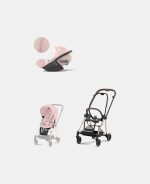 Carucior 2 in 1 Cadru Carucior pentru Copii Mios Rosegold + Parte Sport Carucior MIOS Peach Pink + Scoică Auto pentru Copii Cloud T i-Size Plus Peach Pink Cybex Platinum
