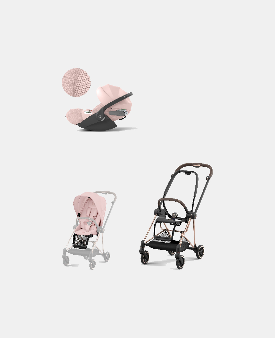 521002525-523000889-523000250.jpg Carucior 2 in 1 Cadru Carucior pentru Copii Mios Rosegold + Parte Sport Carucior MIOS Peach Pink + Scoică Auto pentru Copii Cloud T i-Size Plus Peach Pink Cybex Platinum - imagine 1