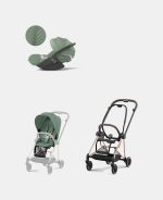 Carucior 2 in 1 : Cadru Carucior pentru Copii Mios Rosegold + Parte Sport Carucior MIOS Leaf Green + Scoică Auto pentru Copii Cloud T i-Size Plus Leaf Green Cybex Platinum - imagine 2