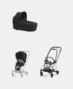 Carucior 2 in 1 Cadru Carucior pentru Copii Mios Rosegold + Landou Mios Lux Sepia Black + Parte Sport Carucior MIOS Sepia Black Cybex Platinum - imagine 2