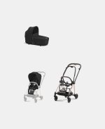 Carucior 2 in 1 Cadru Carucior pentru Copii Mios Rosegold + Landou Mios Lux Sepia Black + Parte Sport Carucior MIOS Sepia Black Cybex Platinum