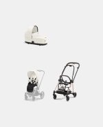 Carucior 2 in 1 Cadru Carucior pentru Copii Mios Rosegold + Landou Mios Lux Off White +Parte Sport Carucior MIOS Off White Cybex Platinum