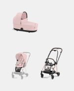 Carucior 2 in 1 Cadru Carucior pentru Copii Mios Rosegold + Landou Mios Lux Peach Pink + Parte Sport Carucior MIOS Peach Pink Cybex Platinum - imagine 2