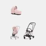 Carucior 2 in 1 Cadru Carucior pentru Copii Mios Rosegold + Landou Mios Lux Peach Pink + Parte Sport Carucior MIOS Peach Pink Cybex Platinum