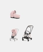 Carucior 2 in 1 Cadru Carucior pentru Copii Mios Rosegold + Landou Mios Lux Peach Pink + Parte Sport Carucior MIOS Peach Pink Cybex Platinum