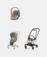 Carucior 2 in 1: Cadru Carucior pentru Copii Mios Rosegold + Parte Sport Carucior MIOS Cozy Beige Cybex Platinum Cadru Carucior pentru Copii Mios Rosegold + Scoică Auto pentru Copii Cloud T i-Size Plus Cozy Beige Cybex Platinum - imagine 2