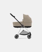 Carucior Nou Nascut Mios: Cadru Carucior pentru Copii Mios Chrome Brown + Landou Mios Lux Cozy Beige Cybex Platinum