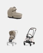 Carucior 2 in 1 Cadru Carucior pentru Copii Mios Rosegold + Landou Mios Lux Cozy Beige + Parte Sport Carucior MIOS Cozy Beige Cybex Platinum - imagine 2