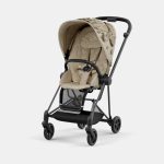 Carucior 2 in 1 Parte Sport Carucior MIOS SIMPLY FLOWERS BEIGE | mid beige + Cadru Carucior pentru Copii Mios Matt Black + Scoica Auto CLOUD T I-SIZE SIMPLY FLOWERS BEIGE | mid beige Cybex Platinum