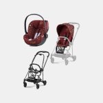 Carucior 2 in 1 Parte Sport Carucior MIOS Rosenrot Red | dark red + Cadru Carucior pentru Copii Mios Matt Black + Scoica Auto CLOUD T I-SIZE Rosenrot Red | dark red Cybex Platinum