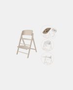 Scaun de masa bebe Inalt 4 in 1 Click & Fold All Natural | light natural Cybex Gold