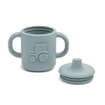 Cană cu cioc din silicon Amelio Tractor - Blue fog - Liewood - imagine 2