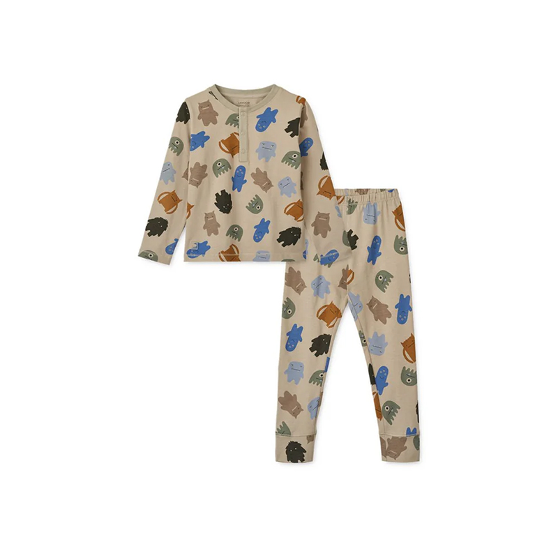 5715493145910.jpg Pijama din bumbac organic Wilhelm - Monster / Mist - Liewood - imagine 1