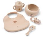 Set de masă din silicon cu 6 piese Mileah - Apple blossom - Liewood